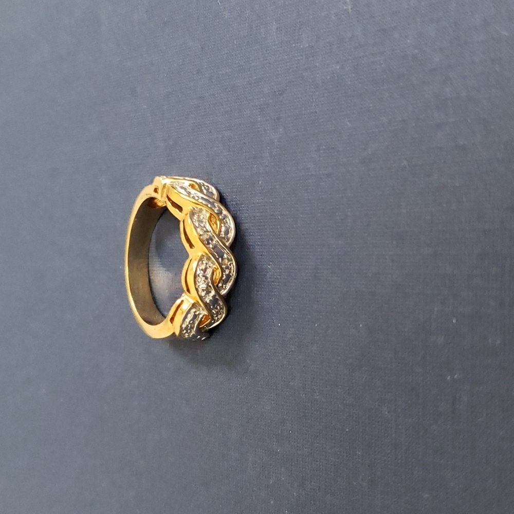 Interwoven CZ Chips Gold Overlay Ring